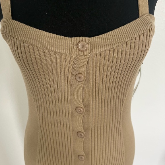 ba&sh Tan Asymmetrical Ribbed Sheath Dress - Picture 5 of 9